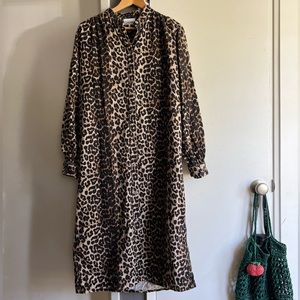 Ganni leopard print animal denim dress size 40 / 8